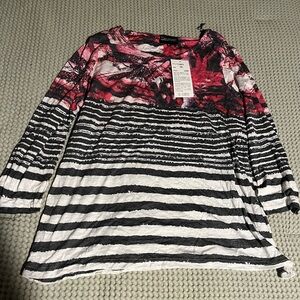 Elegant Red and Black Striped Long Sleeve Top